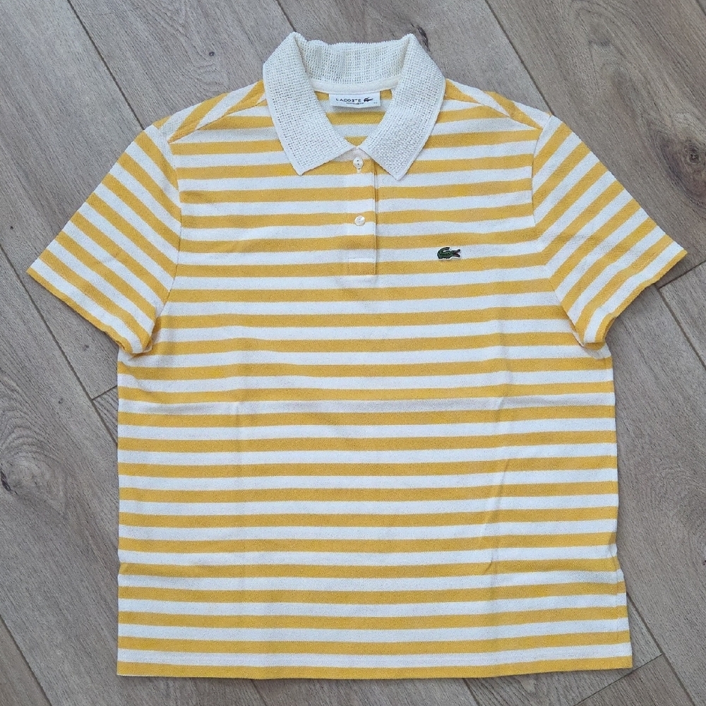 Lacoste Polo with Yellow and White Stripes